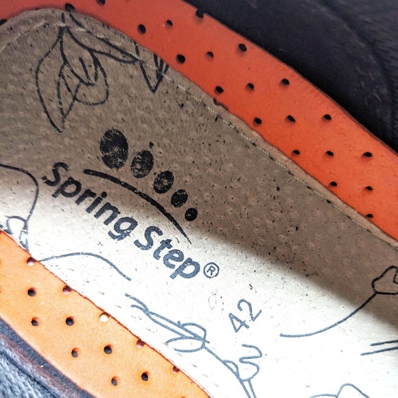 Spring Step Womens 10.5/11 Sneakers Style Racer Black Leather Slip On Zip - Picture 8 of 8